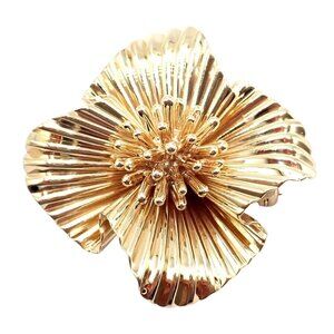 Authentic! Vintage Tiffany & Co. 14k Yellow Gold Flower Pin Brooch